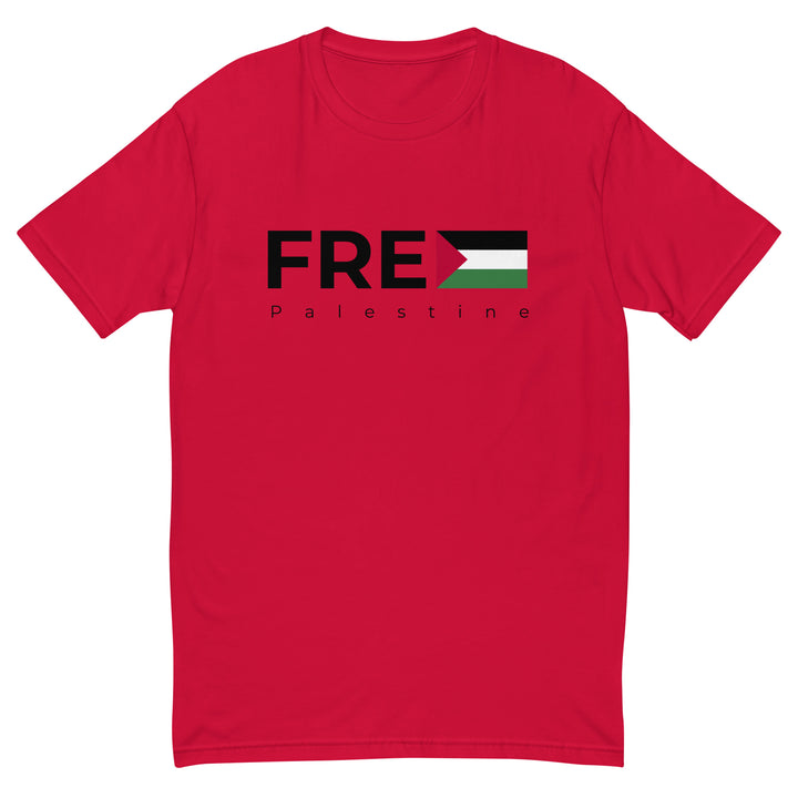 Short Sleeve T-shirt - Free Palestine, Mens Fitted T Shirt Red