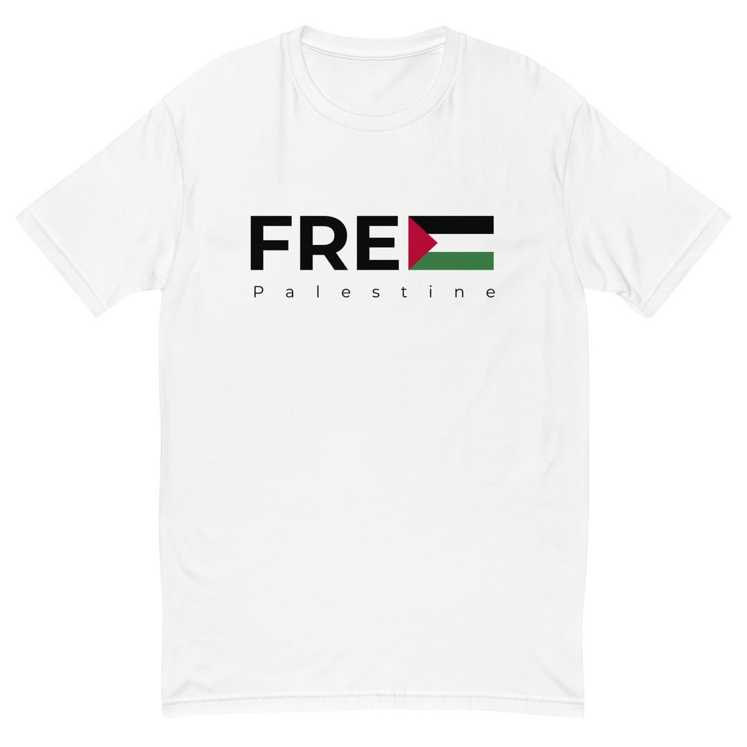 Short Sleeve T-shirt - Free Palestine, Mens Fitted T Shirt White