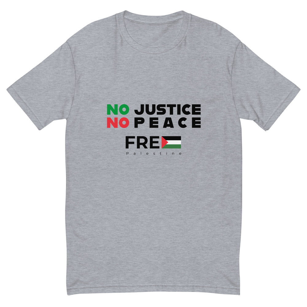 Short Sleeve T-Shirt - No Justice No Peace, Mens Fitted T Shirt Heather Grey