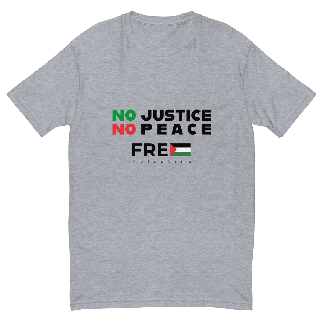 Short Sleeve T-Shirt - No Justice No Peace, Mens Fitted T Shirt Heather Grey