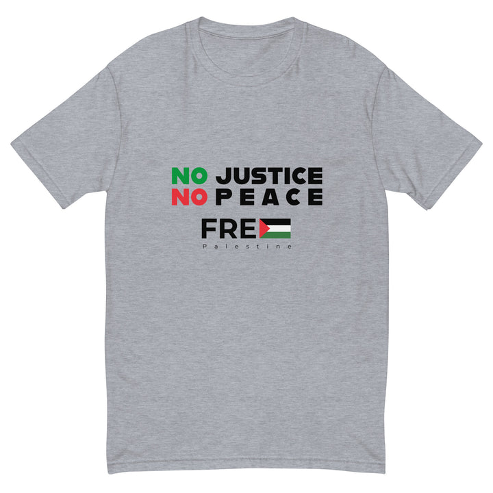 Short Sleeve T-Shirt - No Justice No Peace, Mens Fitted T Shirt Heather Grey