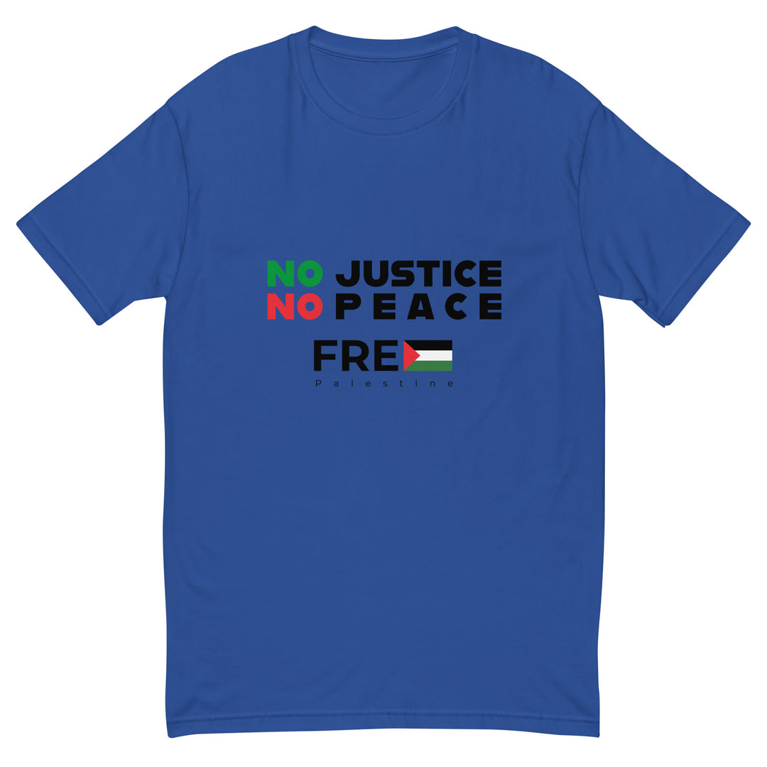 Short Sleeve T-Shirt - No Justice No Peace, Mens Fitted T Shirt Royal Blue