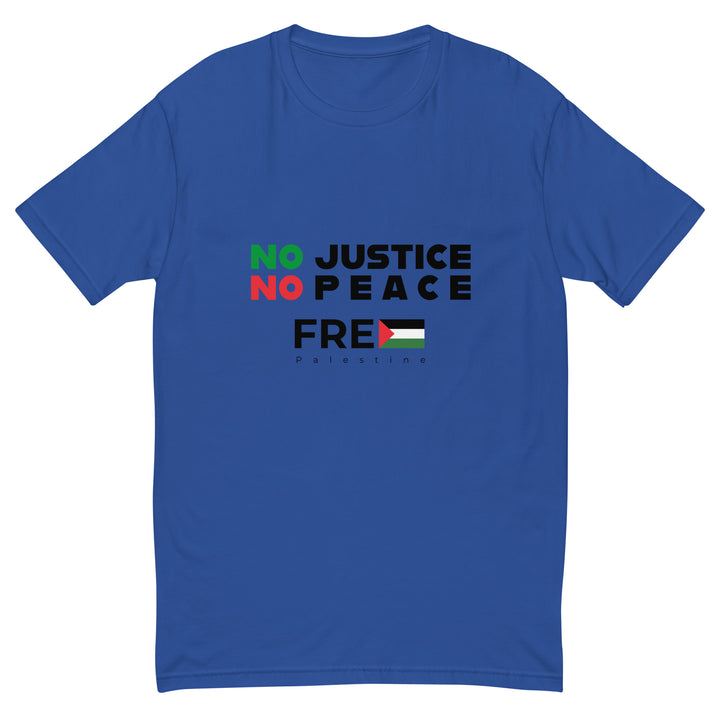 Short Sleeve T-Shirt - No Justice No Peace, Mens Fitted T Shirt Royal Blue
