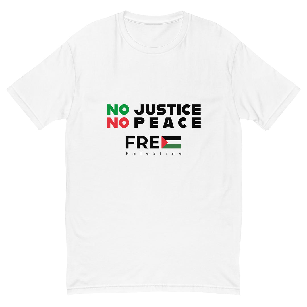 Short Sleeve T-Shirt - No Justice No Peace, Mens Fitted T Shirt White