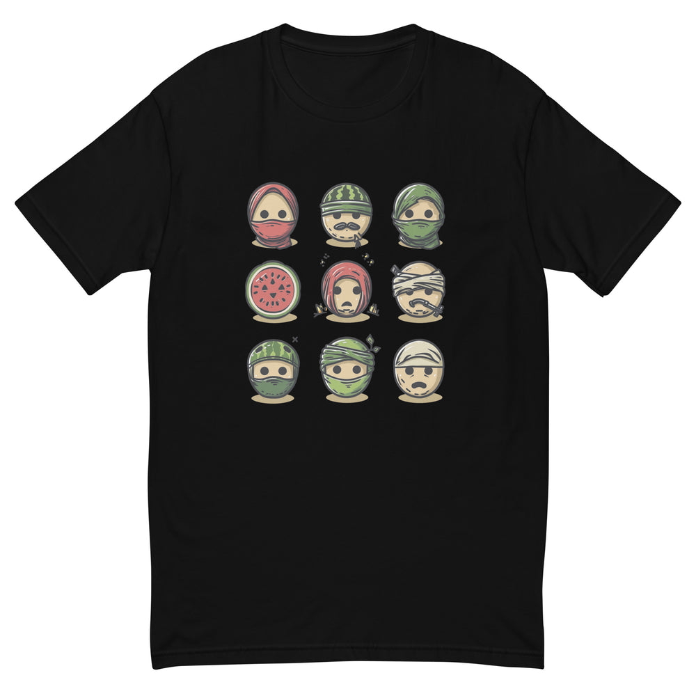 Short Sleeve T-Shirt - Palestine Emoji, Mens Fitted T Shirt Black