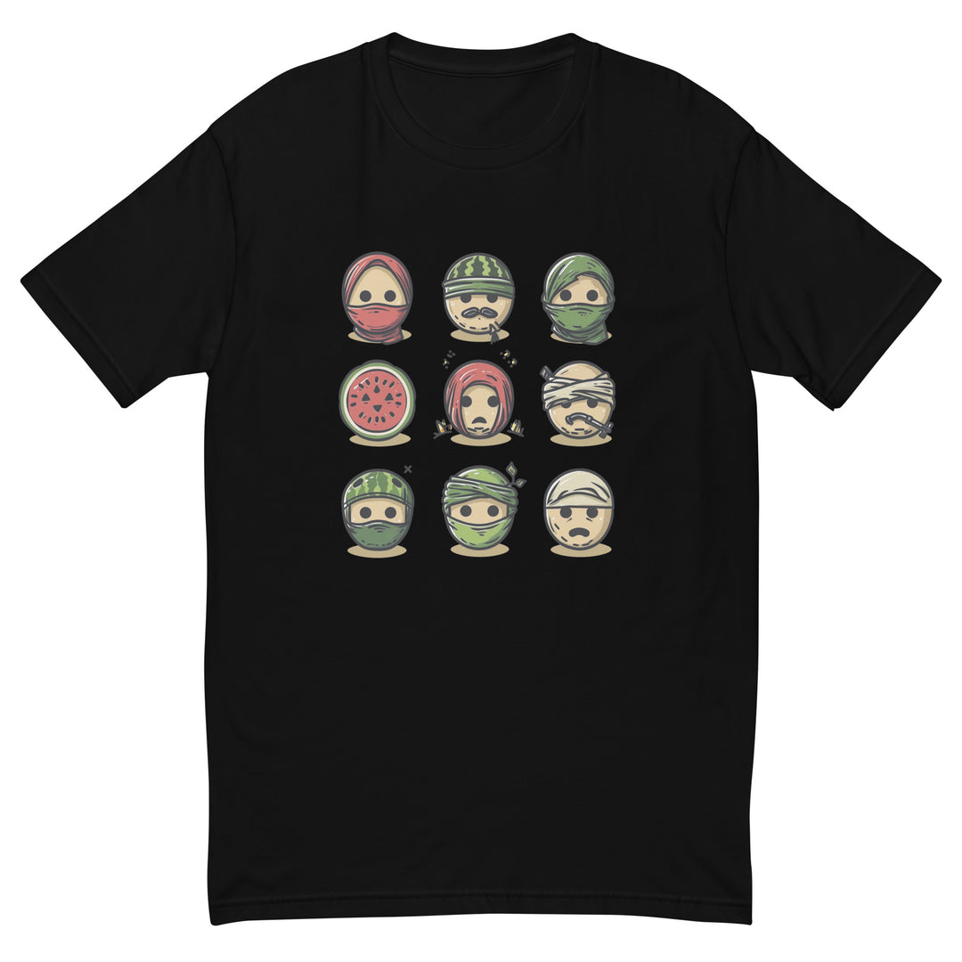 Short Sleeve T-Shirt - Palestine Emoji, Mens Fitted T Shirt Black