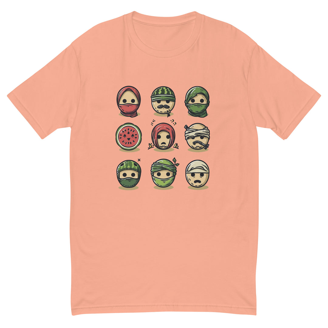 Short Sleeve T-Shirt - Palestine Emoji, Mens Fitted T Shirt Desert Pink