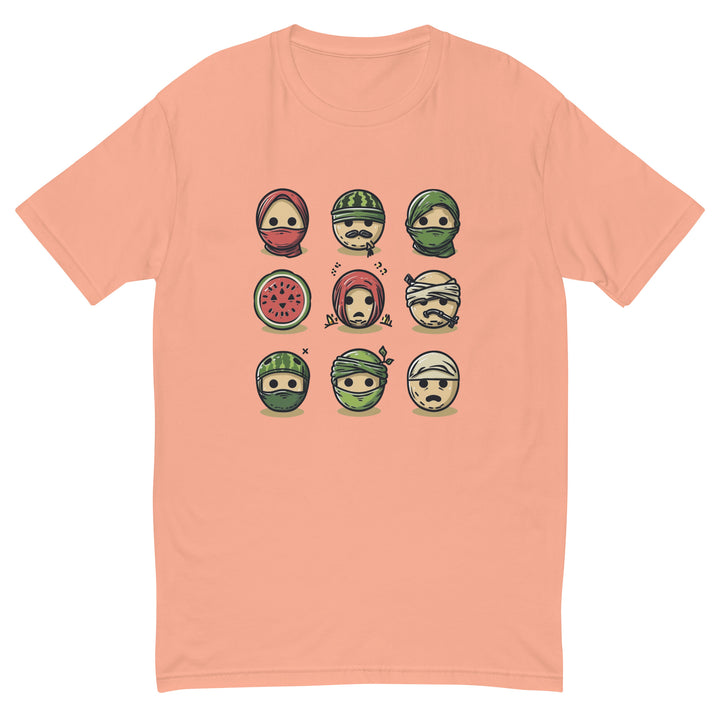 Short Sleeve T-Shirt - Palestine Emoji, Mens Fitted T Shirt Desert Pink