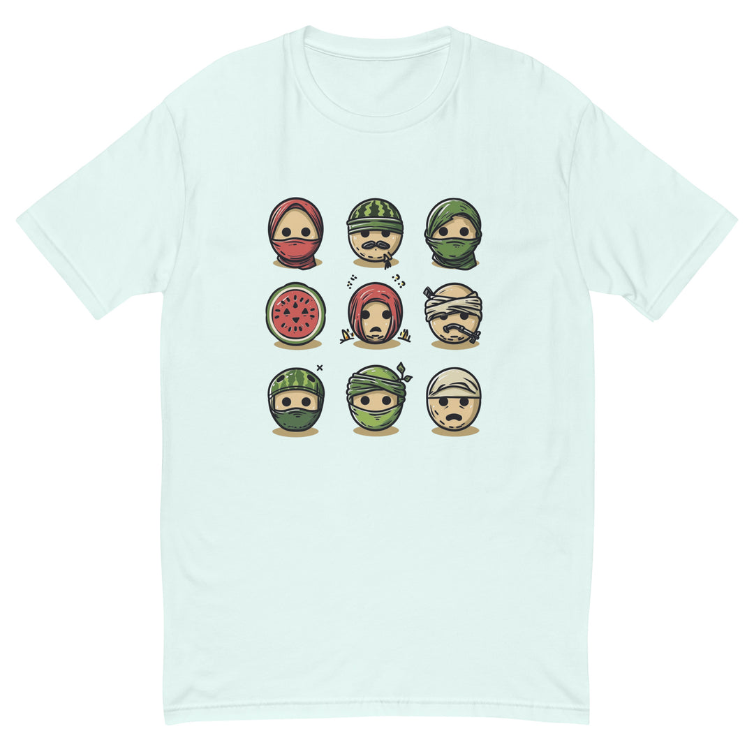 Short Sleeve T-Shirt - Palestine Emoji, Mens Fitted T Shirt Light Blue