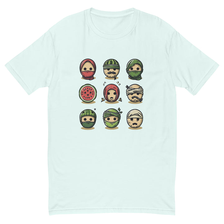 Short Sleeve T-Shirt - Palestine Emoji, Mens Fitted T Shirt Light Blue