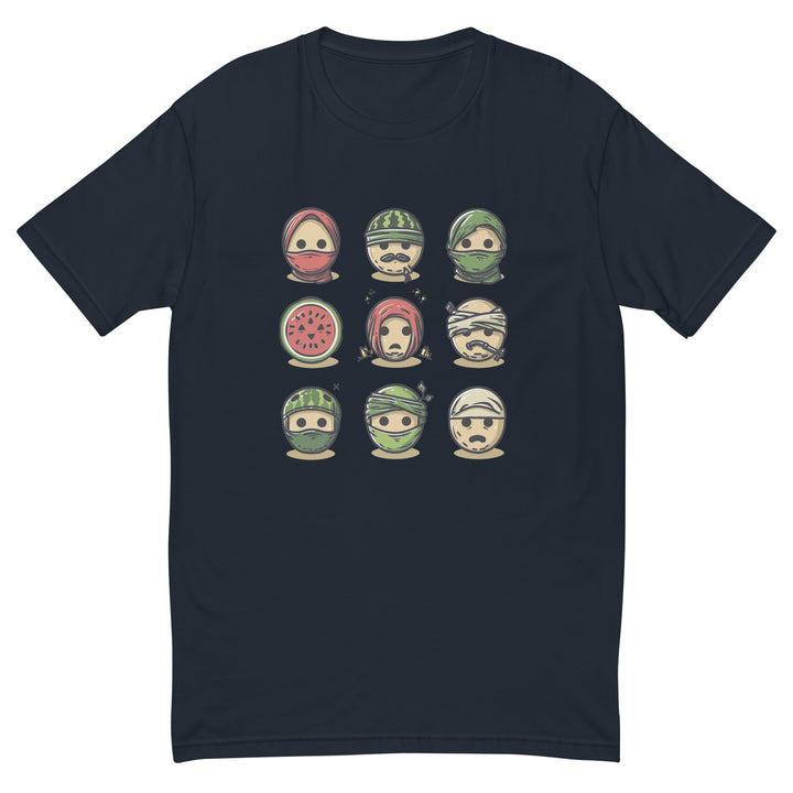 Short Sleeve T-Shirt - Palestine Emoji, Mens Fitted T Shirt Midnight Navy