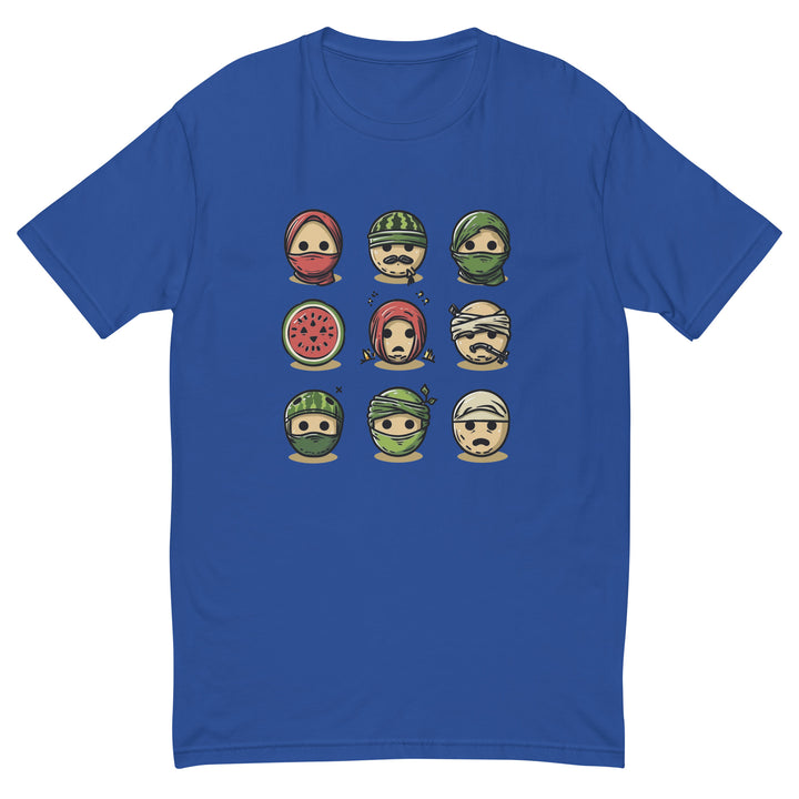 Short Sleeve T-Shirt - Palestine Emoji, Mens Fitted T Shirt Royal Blue