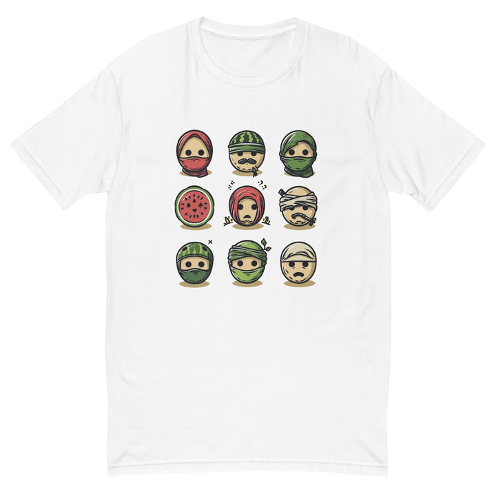 Short Sleeve T-Shirt - Palestine Emoji, Mens Fitted T Shirt White