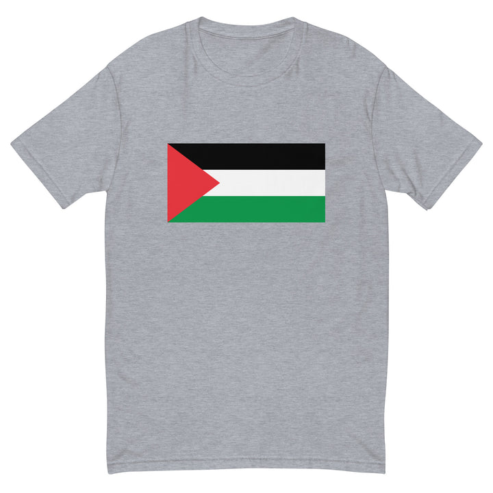 Short Sleeve T-Shirt - Palestine Flag, Mens Fitted T Shirt Heather Grey