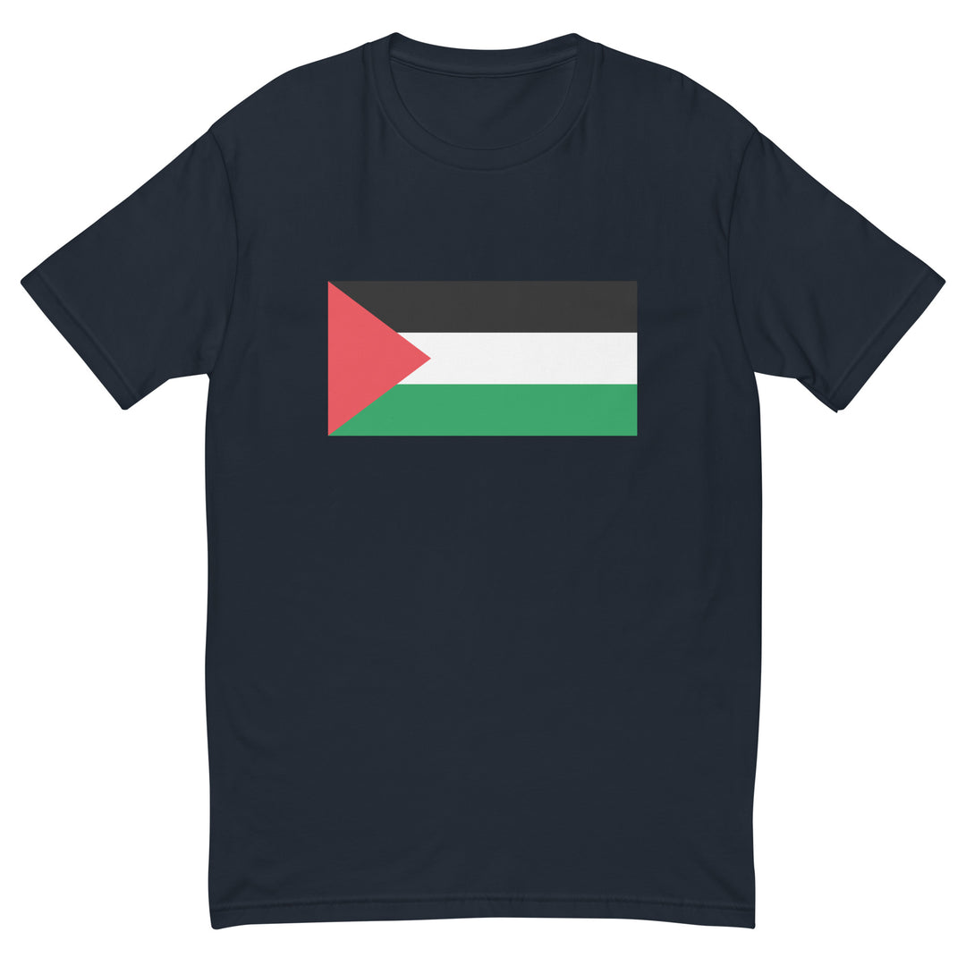 Short Sleeve T-Shirt - Palestine Flag, Mens Fitted T Shirt Midnight Navy