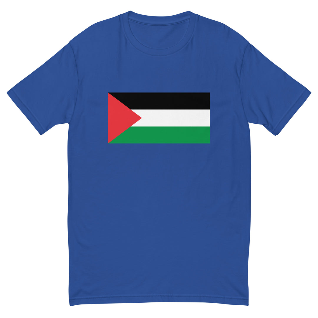 Short Sleeve T-Shirt - Palestine Flag, Mens Fitted T Shirt Royal Blue
