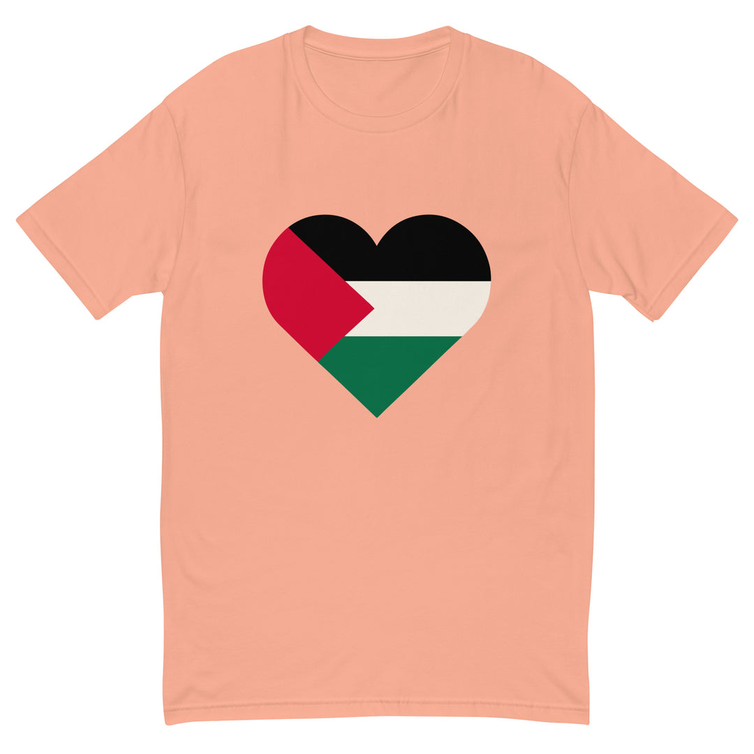 Short Sleeve T-Shirt - Palestine Heart, Mens Fitted T Shirt Desert Pink