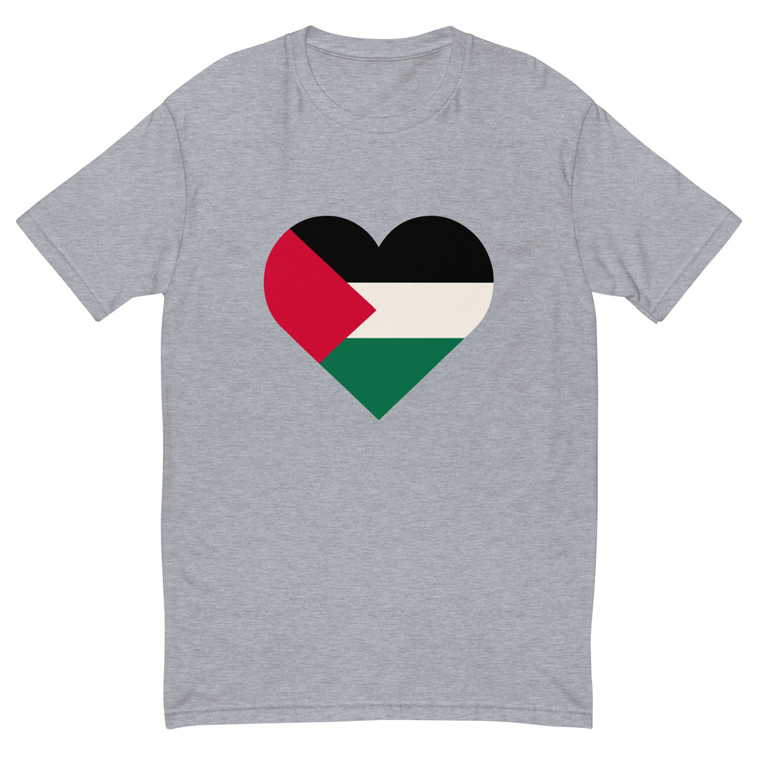 Short Sleeve T-Shirt - Palestine Heart, Mens Fitted T Shirt Heather Grey