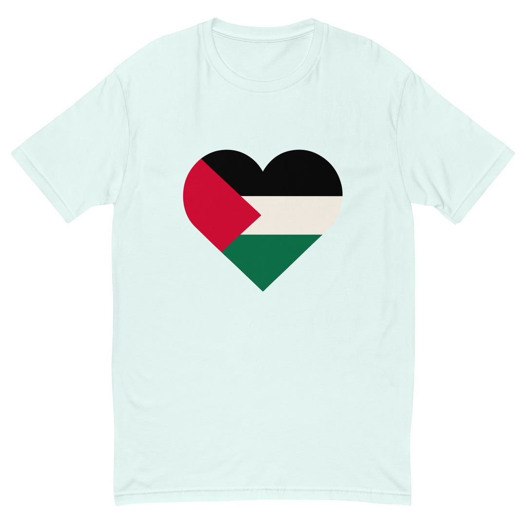 Short Sleeve T-Shirt - Palestine Heart, Mens Fitted T Shirt Light Blue