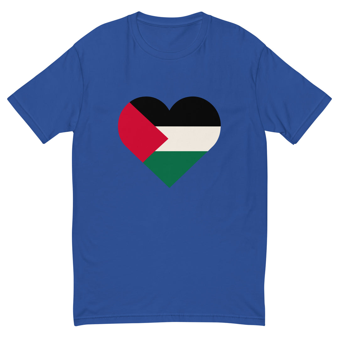 Short Sleeve T-Shirt - Palestine Heart, Mens Fitted T Shirt Royal Blue