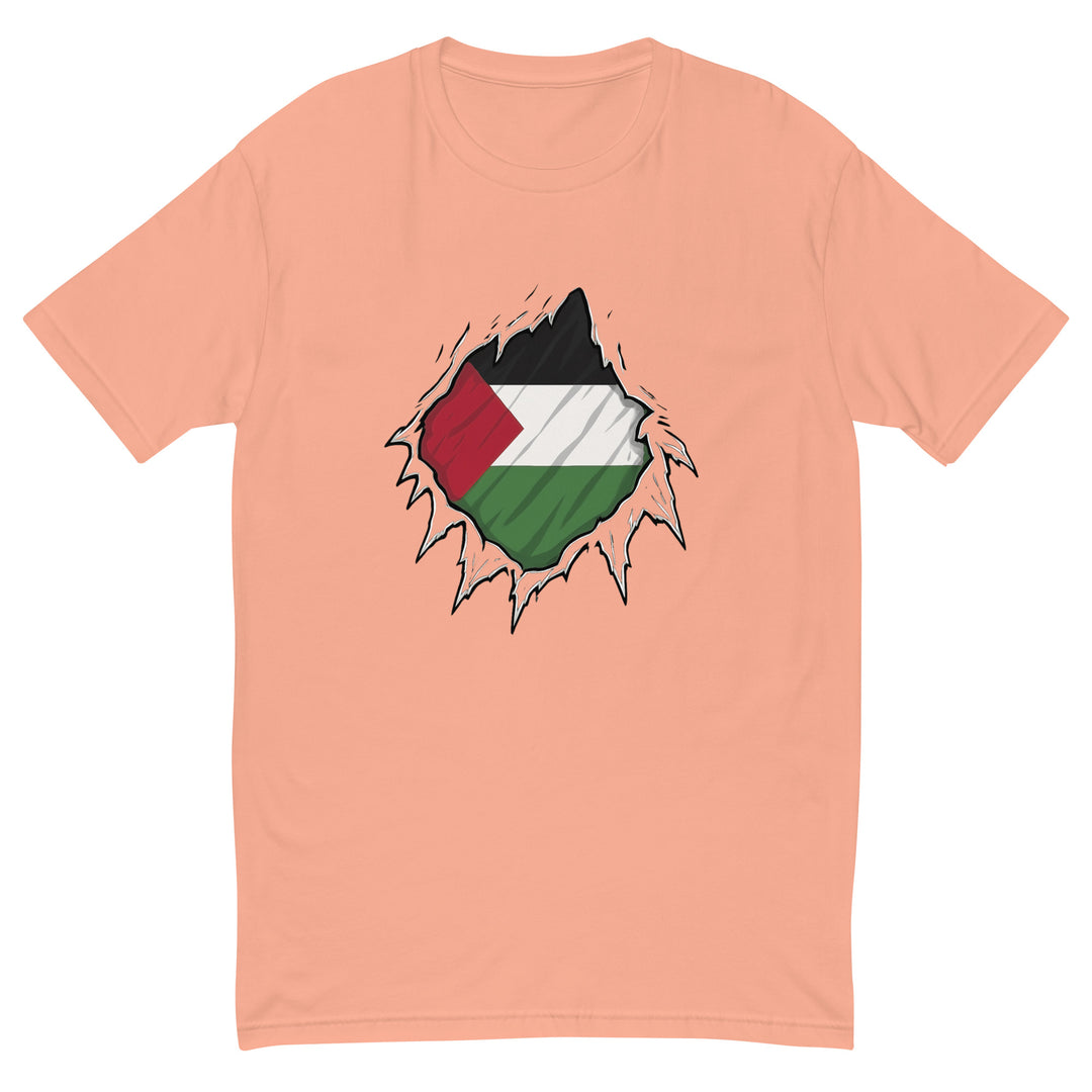 Short Sleeve T-Shirt - Palestine Hero, Mens Fitted T Shirt Desert Pink