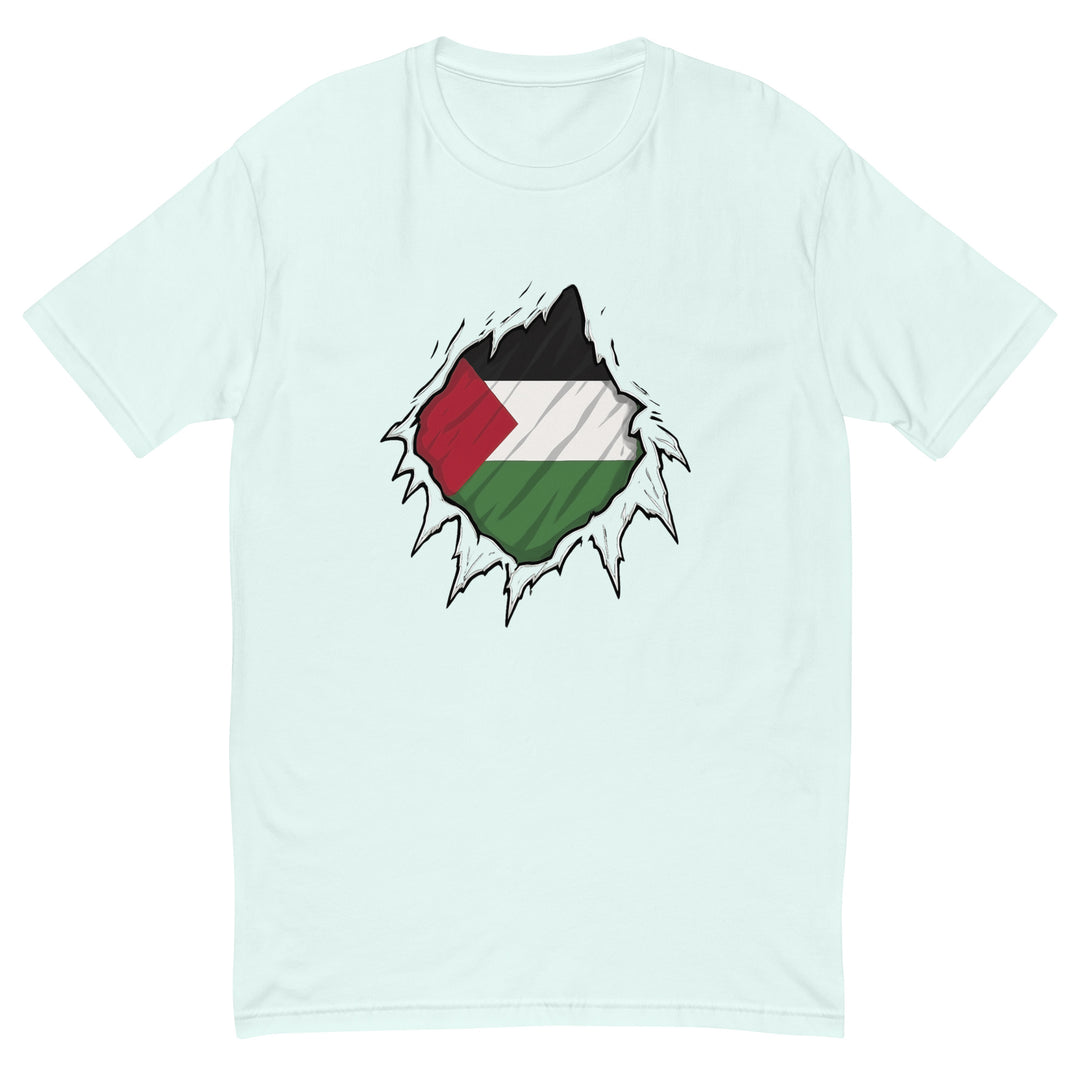 Short Sleeve T-Shirt - Palestine Hero, Mens Fitted T Shirt Light Blue