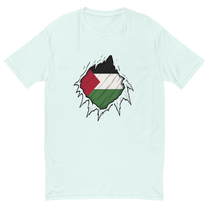 Short Sleeve T-Shirt - Palestine Hero, Mens Fitted T Shirt Light Blue