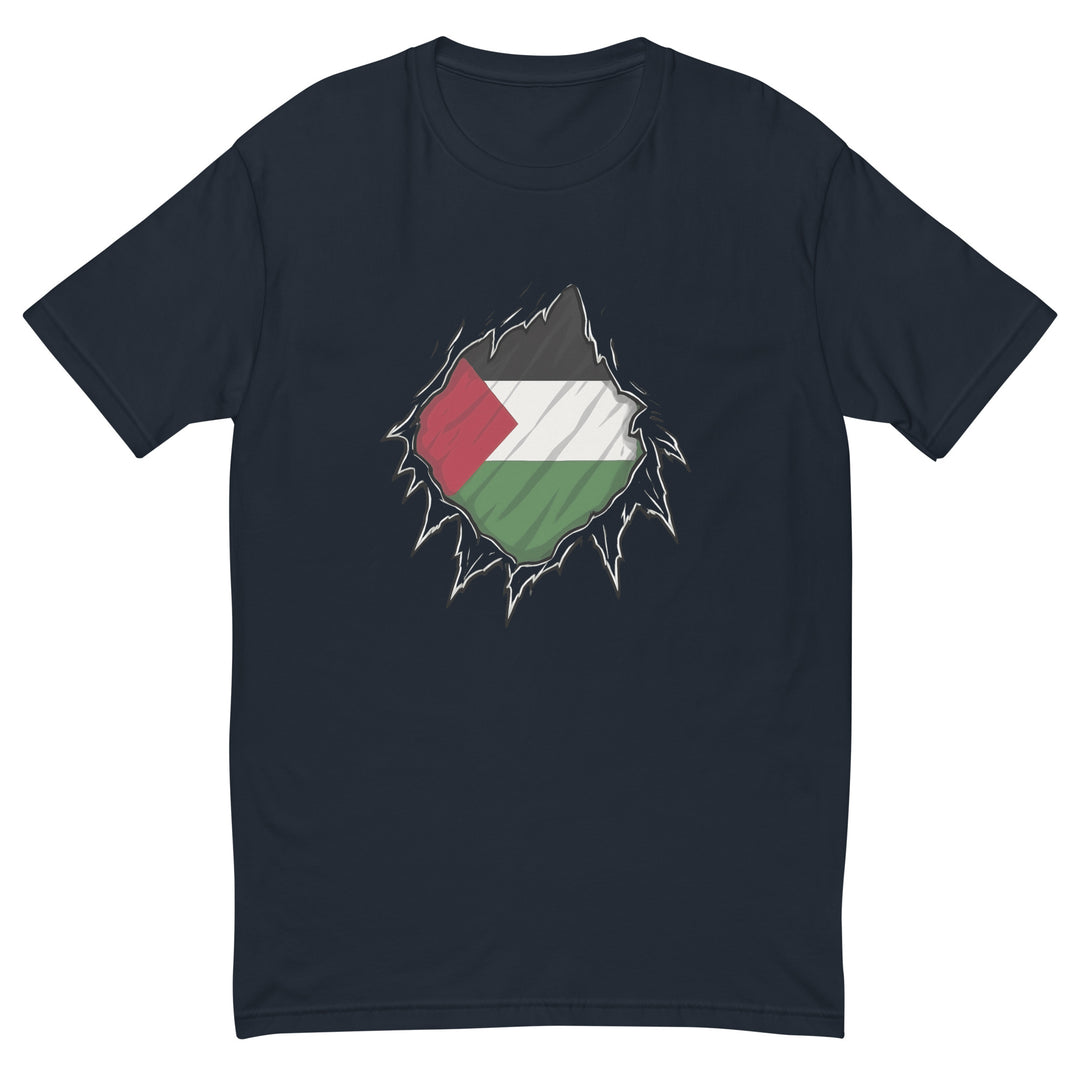 Short Sleeve T-Shirt - Palestine Hero, Mens Fitted T Shirt Midnight Navy