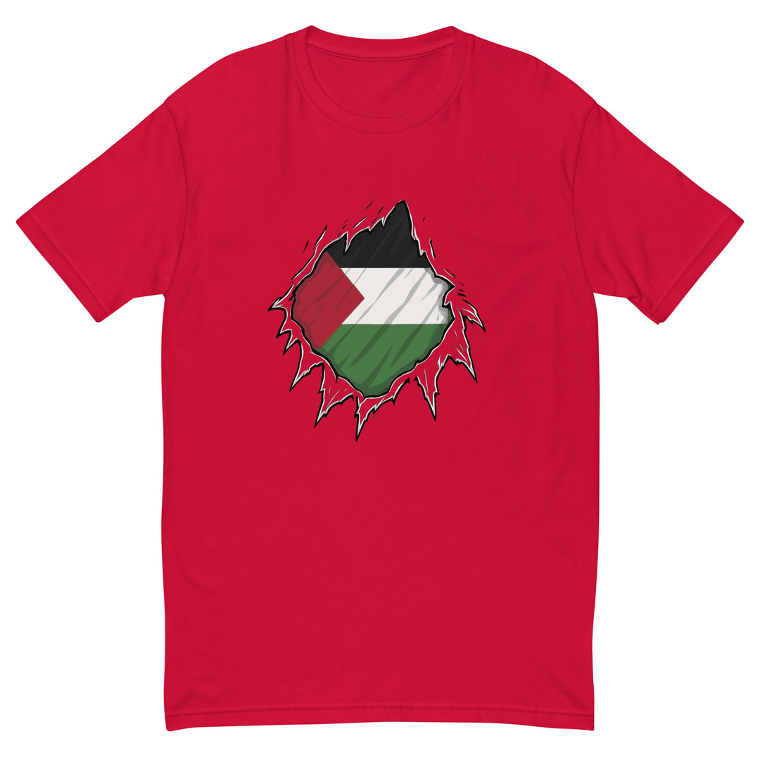 Short Sleeve T-Shirt - Palestine Hero, Mens Fitted T Shirt Red