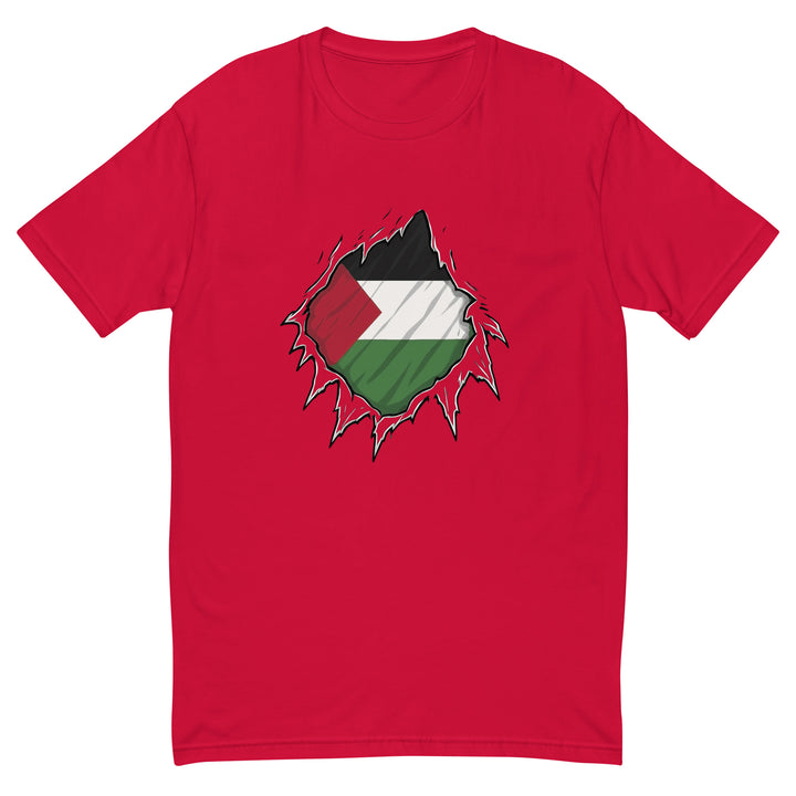 Short Sleeve T-Shirt - Palestine Hero, Mens Fitted T Shirt Red