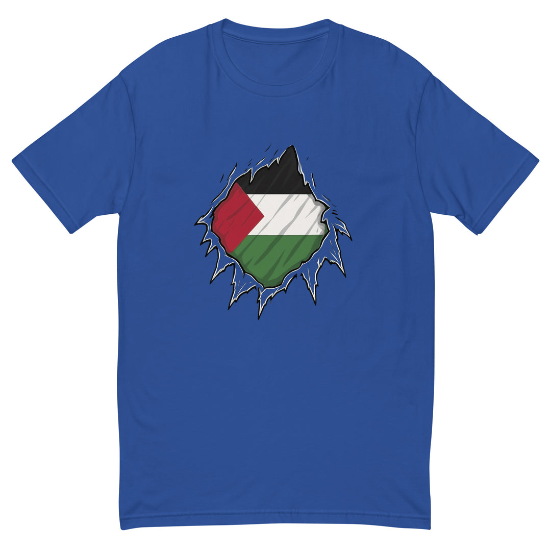 Short Sleeve T-Shirt - Palestine Hero, Mens Fitted T Shirt Royal Blue