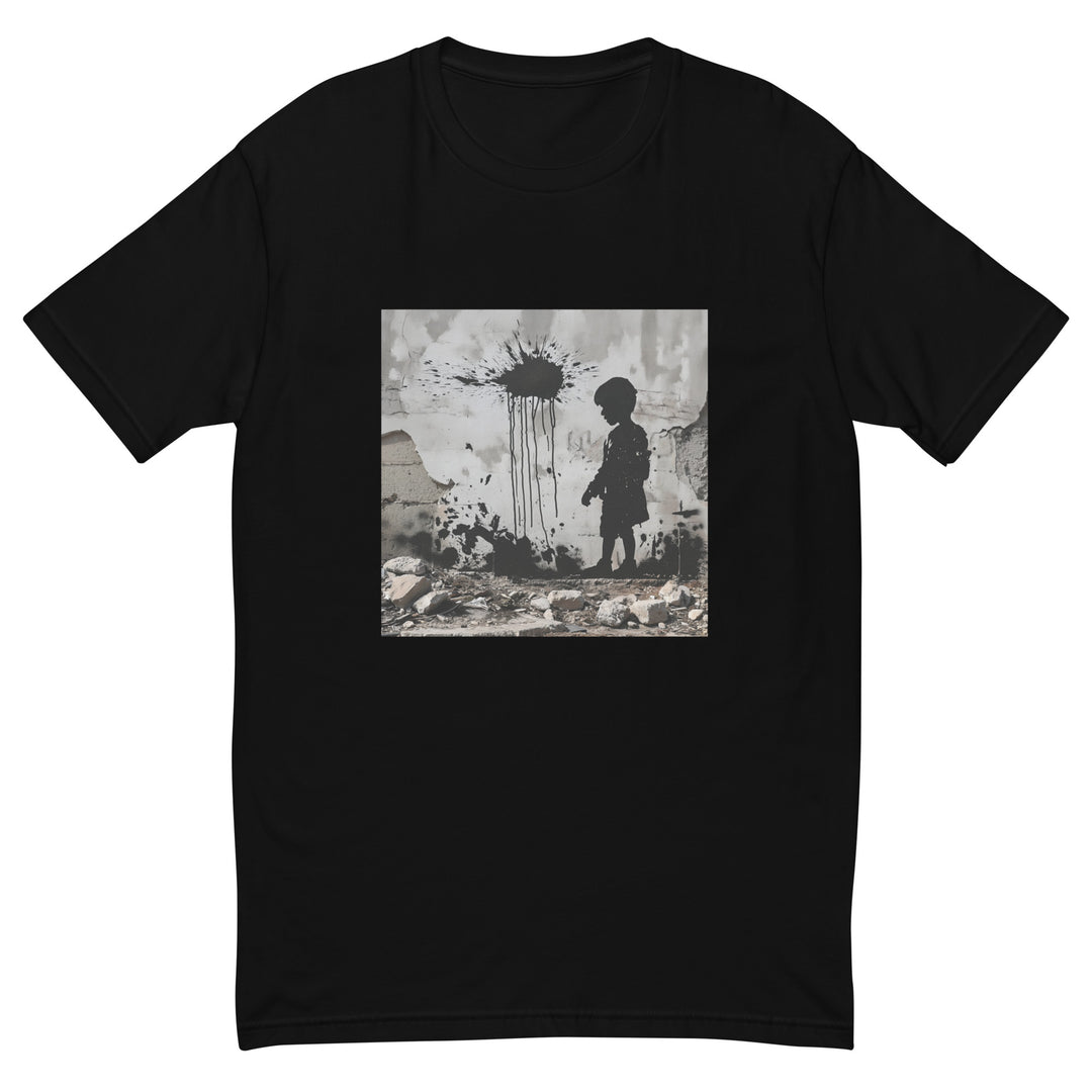 Short Sleeve T-Shirt - Palestine Wall, Mens Fitted T Shirt Black