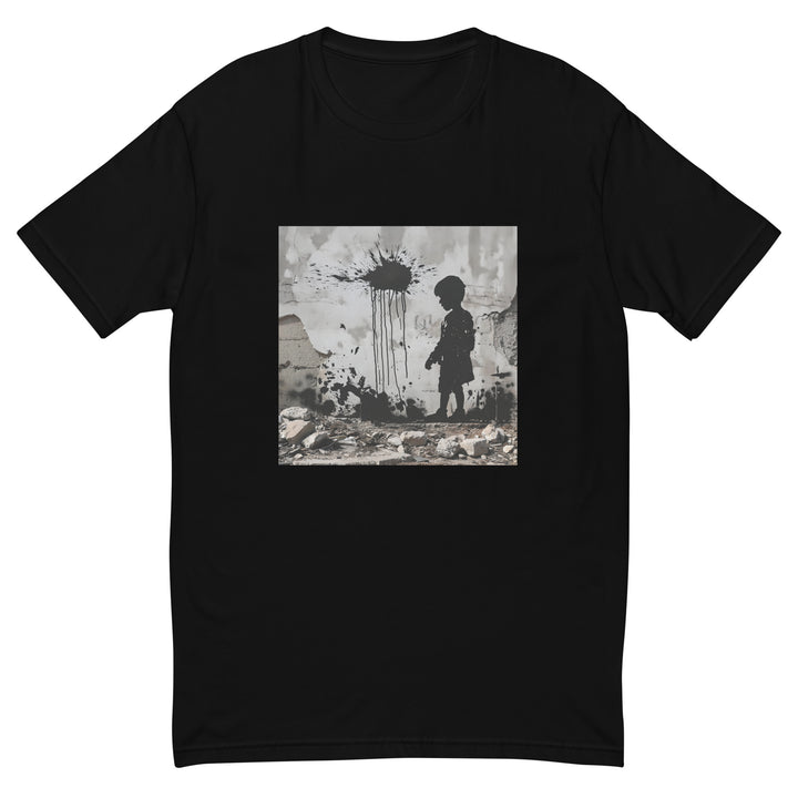 Short Sleeve T-Shirt - Palestine Wall, Mens Fitted T Shirt Black