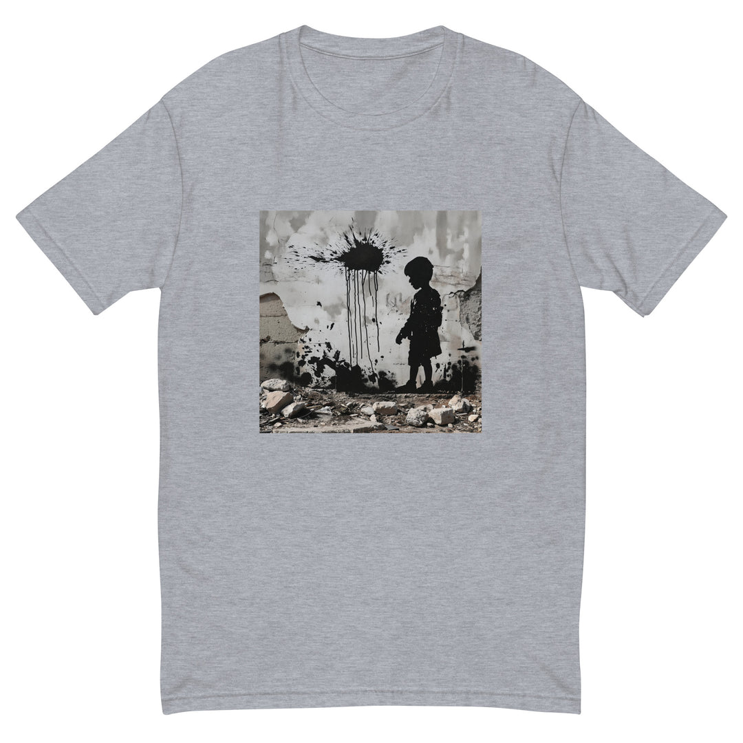 Short Sleeve T-Shirt - Palestine Wall, Mens Fitted T Shirt Heather Grey