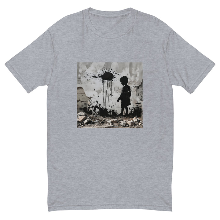Short Sleeve T-Shirt - Palestine Wall, Mens Fitted T Shirt Heather Grey