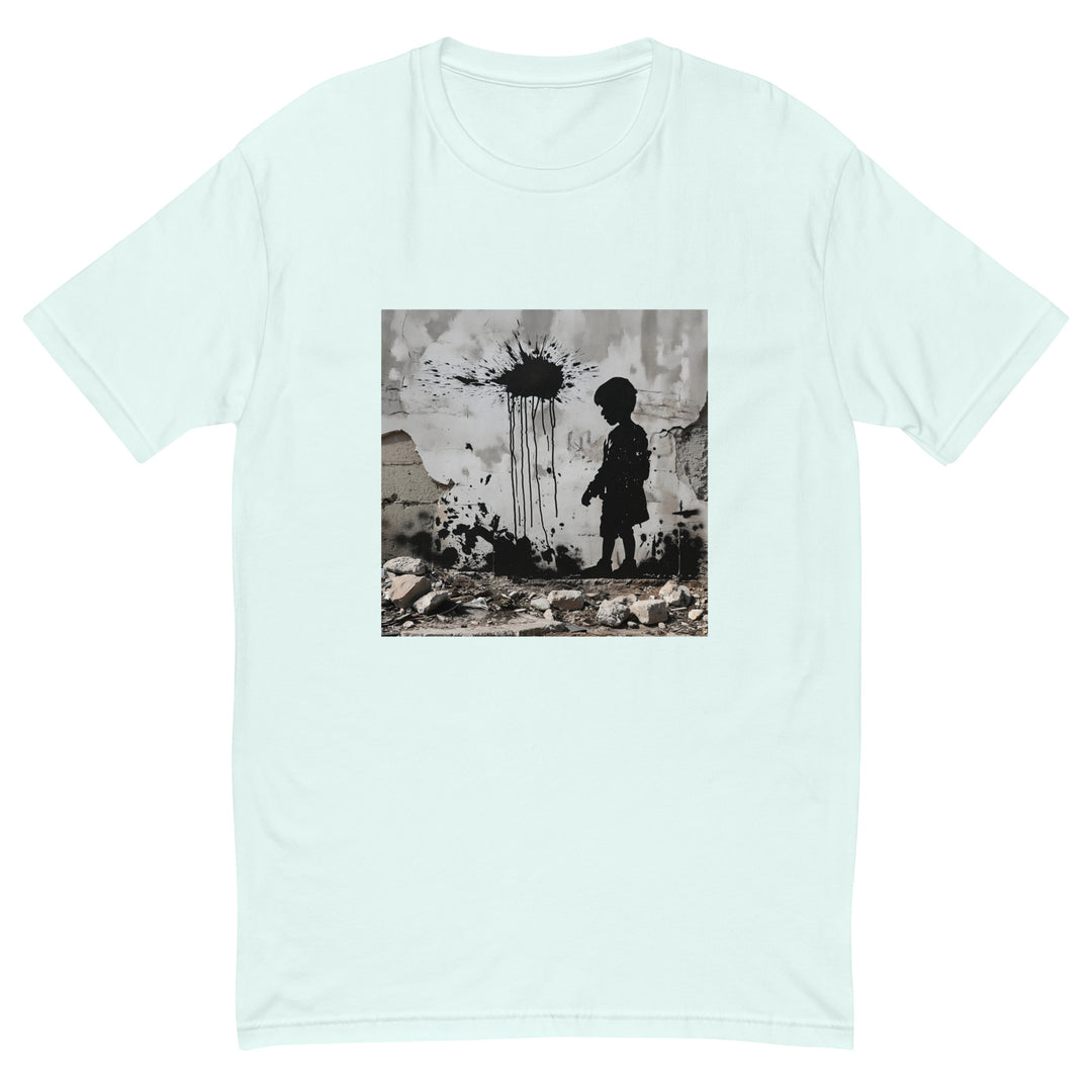 Short Sleeve T-Shirt - Palestine Wall, Mens Fitted T Shirt Light Blue