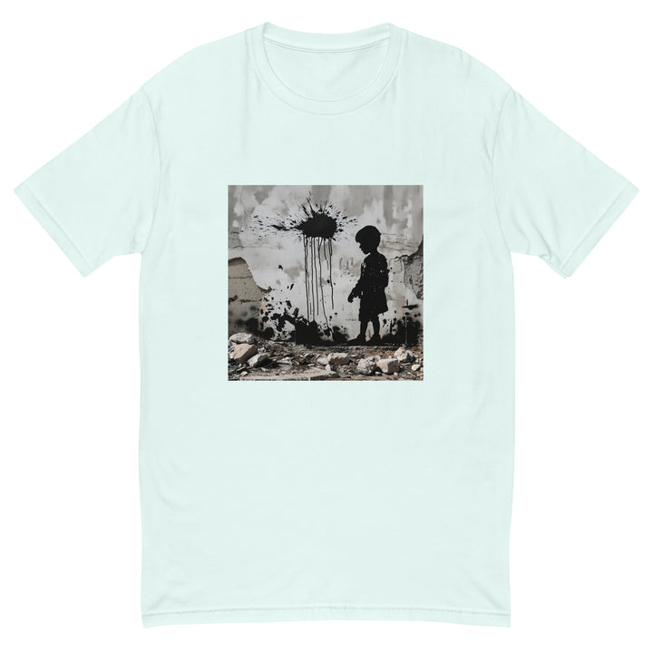 Short Sleeve T-Shirt - Palestine Wall, Mens Fitted T Shirt Light Blue