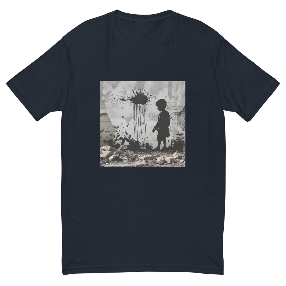 Short Sleeve T-Shirt - Palestine Wall, Mens Fitted T Shirt Midnight Navy