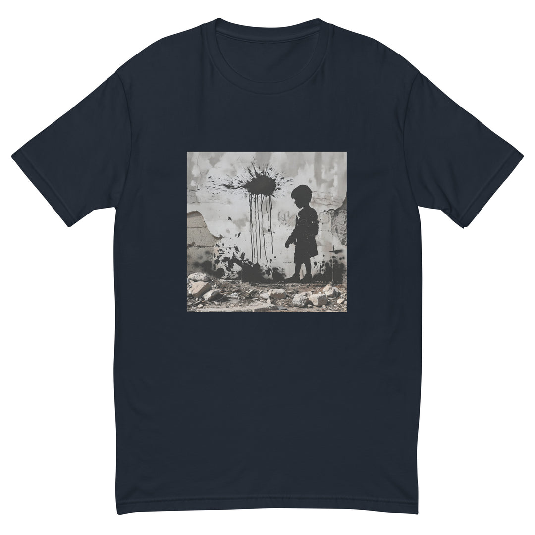 Short Sleeve T-Shirt - Palestine Wall, Mens Fitted T Shirt Midnight Navy