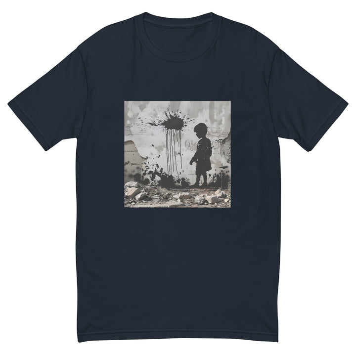 Short Sleeve T-Shirt - Palestine Wall, Mens Fitted T Shirt Midnight Navy