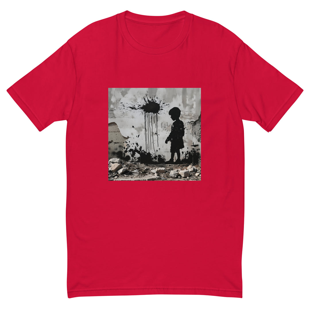 Short Sleeve T-Shirt - Palestine Wall, Mens Fitted T Shirt Red