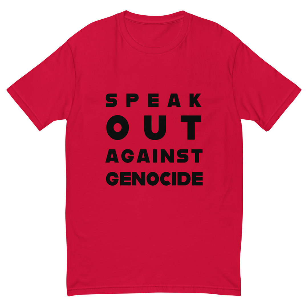 Short Sleeve T-Shirt - Speak Out Against Genocide, Mens Fitted T Shirt Red