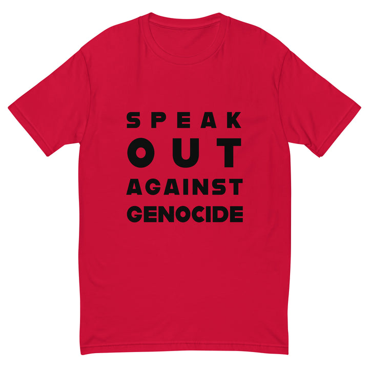 Short Sleeve T-Shirt - Speak Out Against Genocide, Mens Fitted T Shirt Red