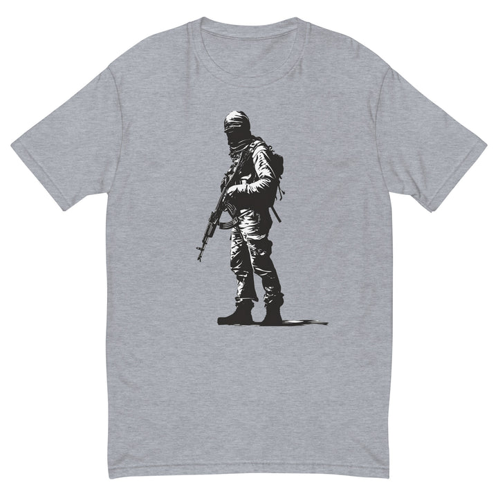 Short Sleeve T-shirt - The Fighter, Mens Fitted T Shirt Heather Grey