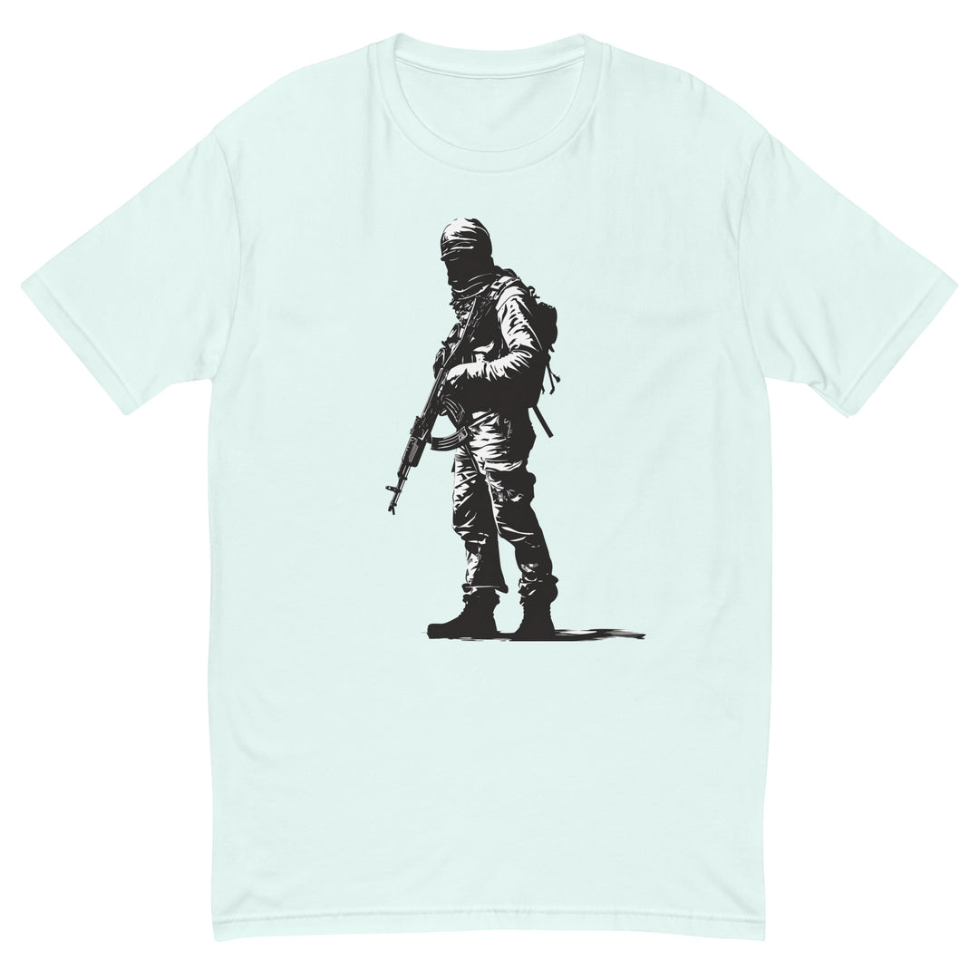 Short Sleeve T-shirt - The Fighter, Mens Fitted T Shirt Light Blue