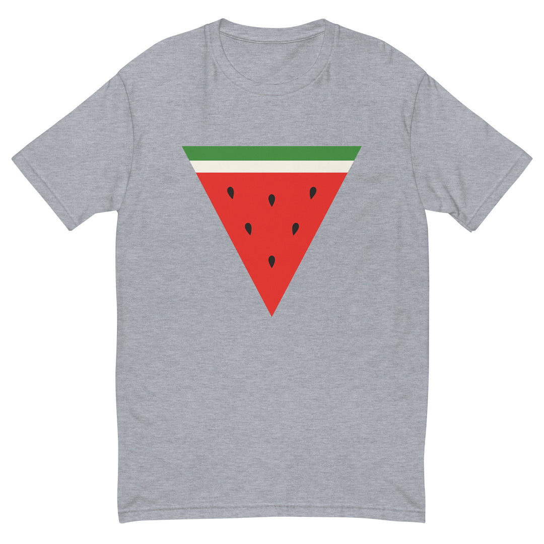 Short Sleeve T-shirt - Triangle Watermelon, Mens Fitted T Shirt Heather Grey
