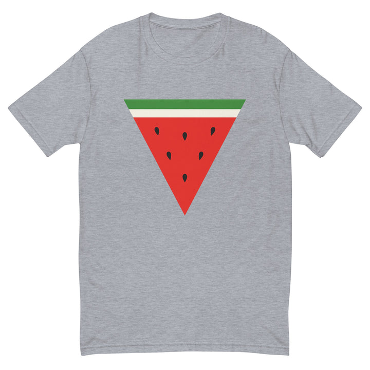 Short Sleeve T-shirt - Triangle Watermelon, Mens Fitted T Shirt Heather Grey