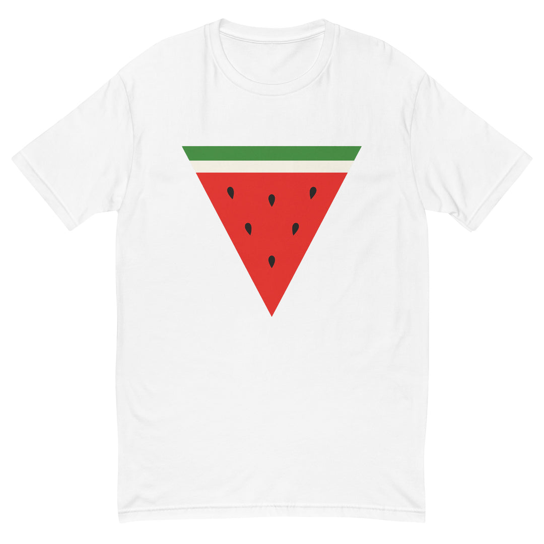 Short Sleeve T-shirt - Triangle Watermelon, Mens Fitted T Shirt White