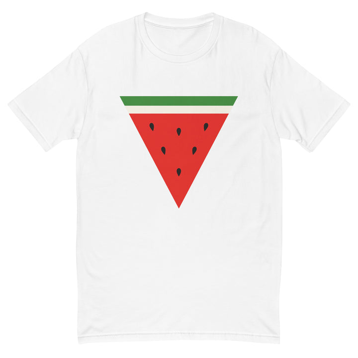 Short Sleeve T-shirt - Triangle Watermelon, Mens Fitted T Shirt White