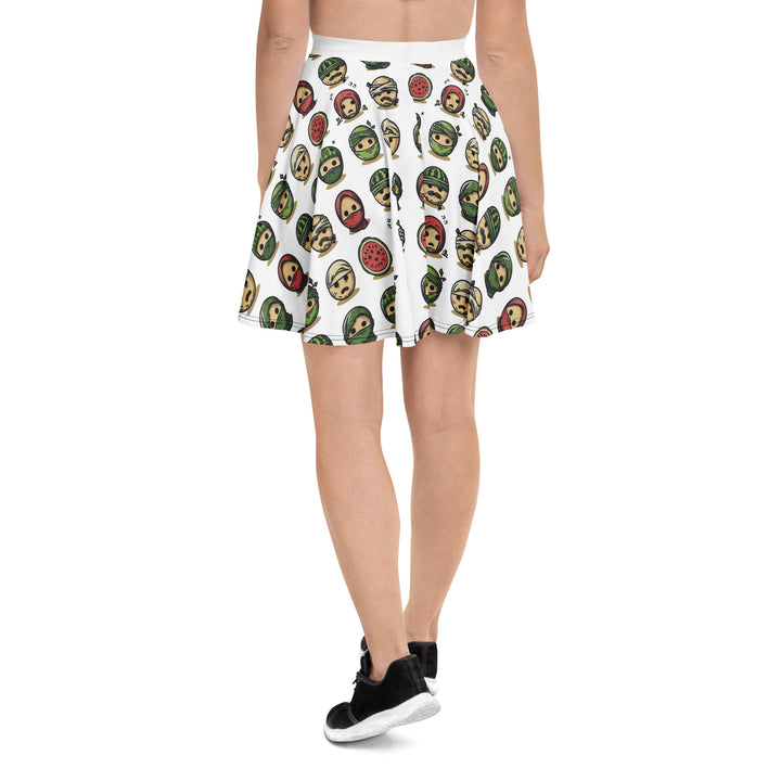 Skater Skirt - Palestine Emoji, Skater Skirt White
